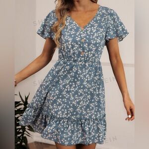 Blue Summer Floral Dress